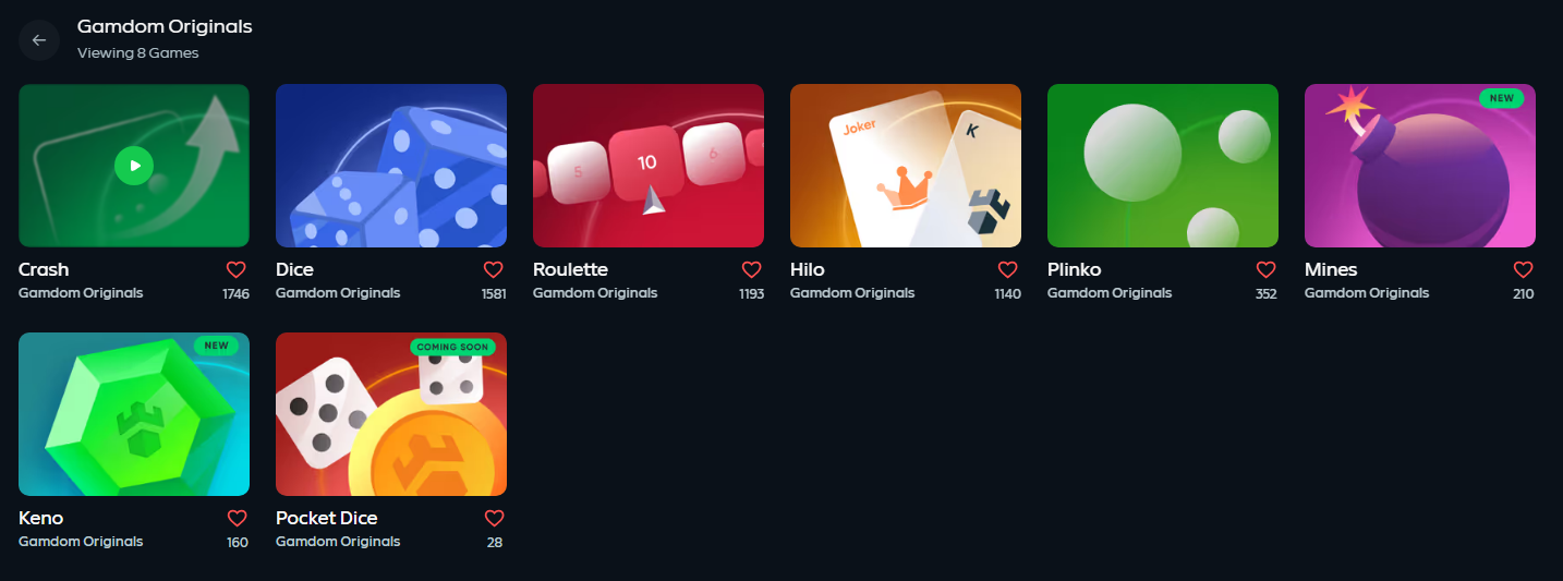 Gamdom Originals Screenshot